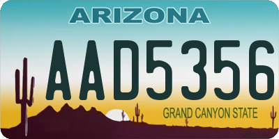 AZ license plate AAD5356