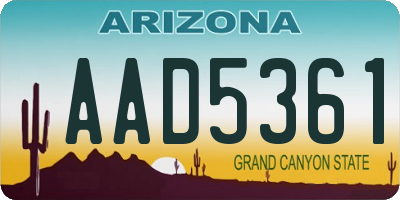 AZ license plate AAD5361