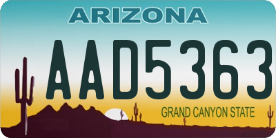 AZ license plate AAD5363