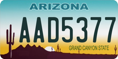 AZ license plate AAD5377