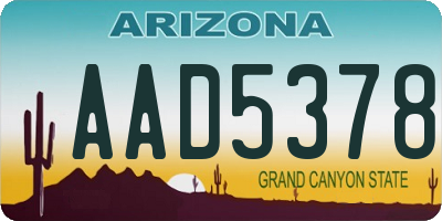 AZ license plate AAD5378