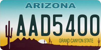 AZ license plate AAD5400