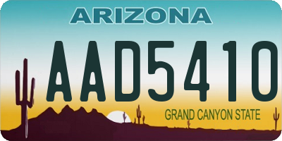 AZ license plate AAD5410
