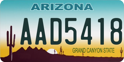 AZ license plate AAD5418