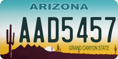 AZ license plate AAD5457