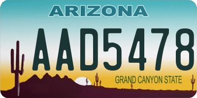 AZ license plate AAD5478