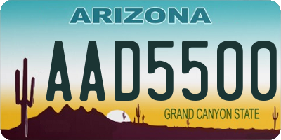 AZ license plate AAD5500