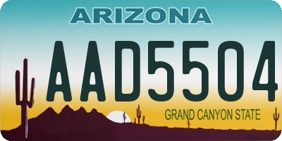 AZ license plate AAD5504