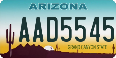 AZ license plate AAD5545