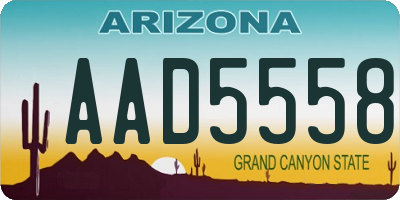 AZ license plate AAD5558