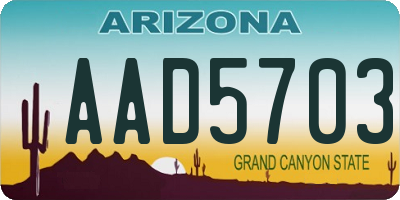 AZ license plate AAD5703