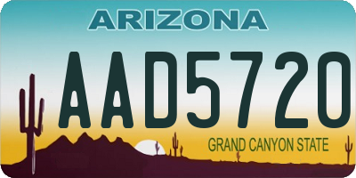 AZ license plate AAD5720
