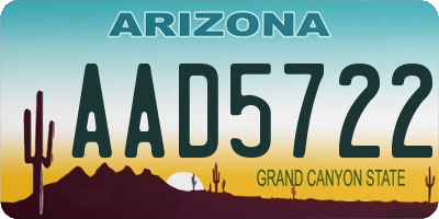 AZ license plate AAD5722
