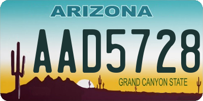 AZ license plate AAD5728