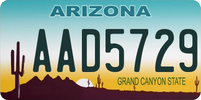 AZ license plate AAD5729