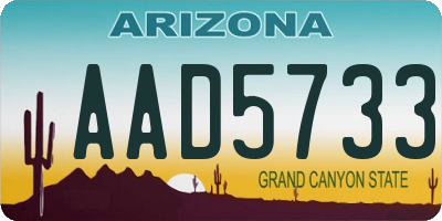 AZ license plate AAD5733