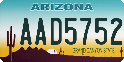 AZ license plate AAD5752
