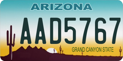 AZ license plate AAD5767