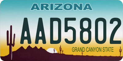 AZ license plate AAD5802