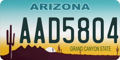 AZ license plate AAD5804
