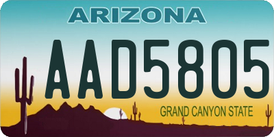 AZ license plate AAD5805