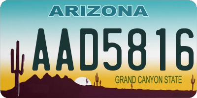 AZ license plate AAD5816