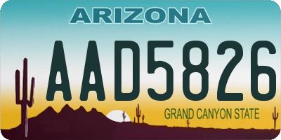 AZ license plate AAD5826