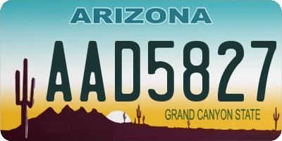AZ license plate AAD5827