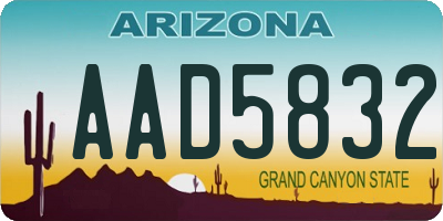 AZ license plate AAD5832