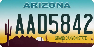 AZ license plate AAD5842