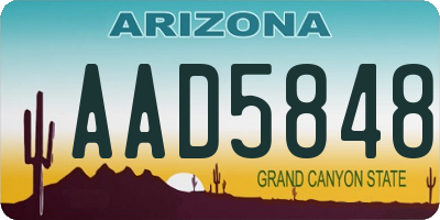 AZ license plate AAD5848