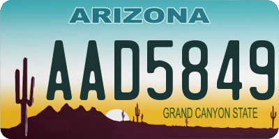 AZ license plate AAD5849