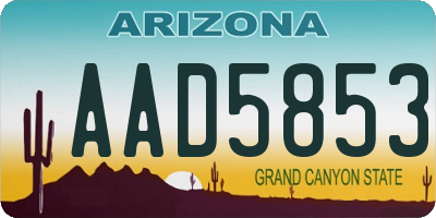 AZ license plate AAD5853