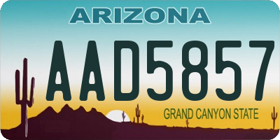 AZ license plate AAD5857