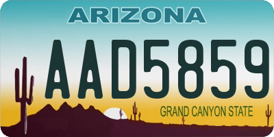 AZ license plate AAD5859