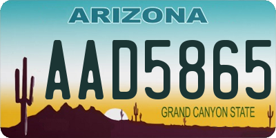 AZ license plate AAD5865