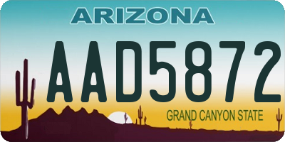 AZ license plate AAD5872