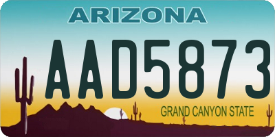 AZ license plate AAD5873