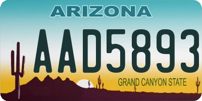 AZ license plate AAD5893