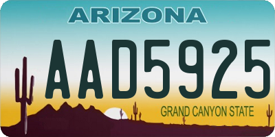 AZ license plate AAD5925