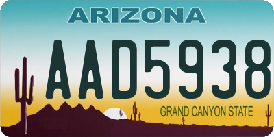 AZ license plate AAD5938