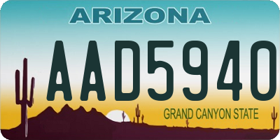 AZ license plate AAD5940