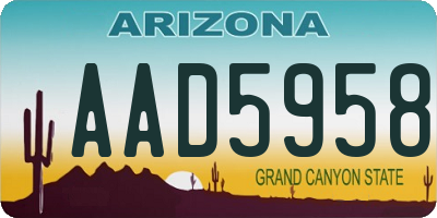 AZ license plate AAD5958