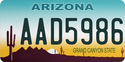 AZ license plate AAD5986