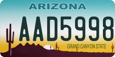 AZ license plate AAD5998