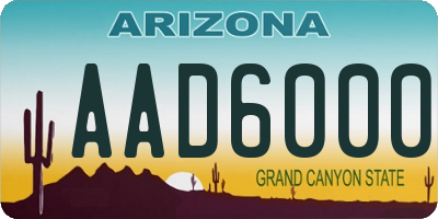 AZ license plate AAD6000