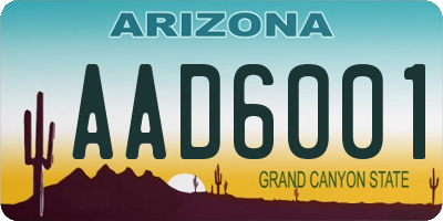AZ license plate AAD6001