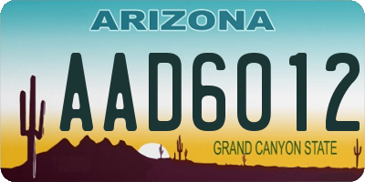 AZ license plate AAD6012