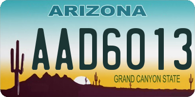 AZ license plate AAD6013