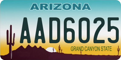 AZ license plate AAD6025